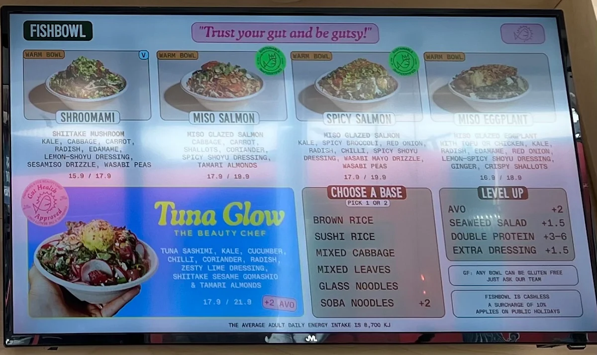 Menu, FISHBOWL - Armadale