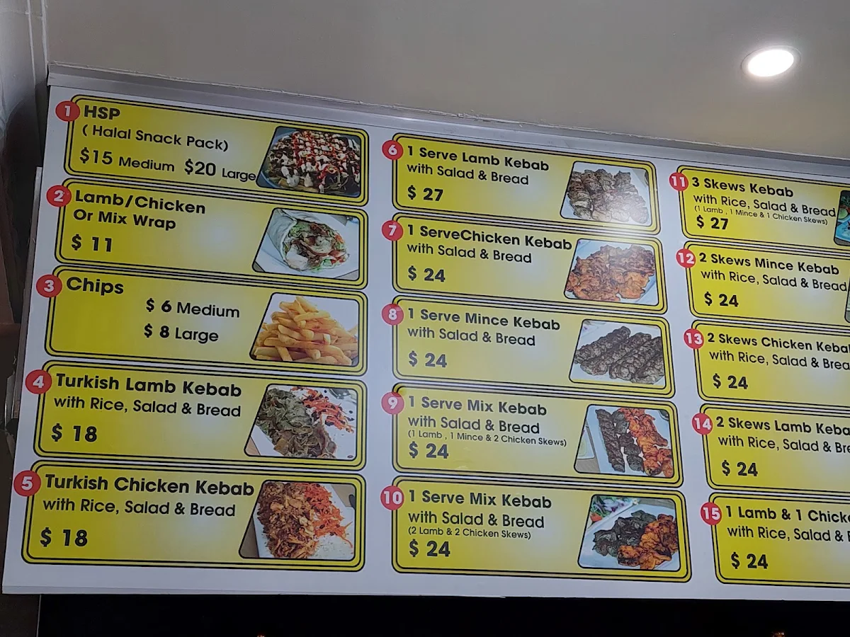 Menu, Shams Restaurant