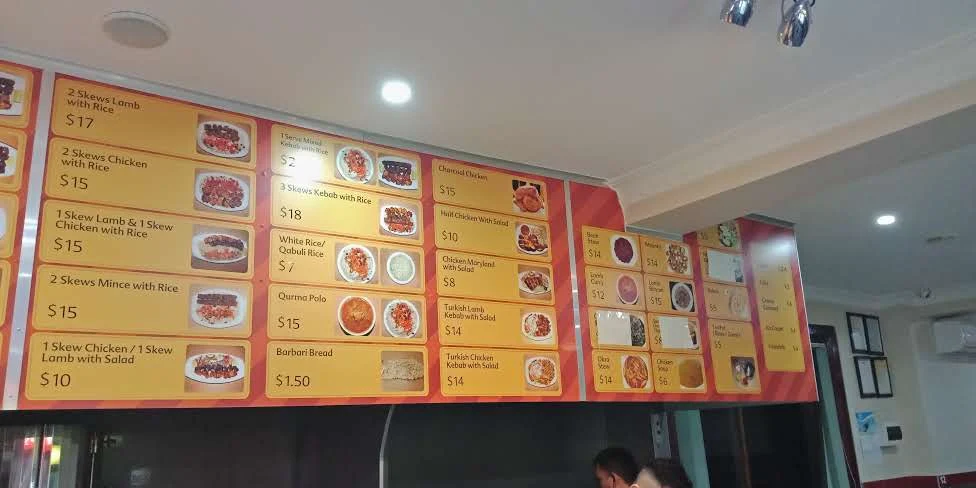Menu, Shams Restaurant