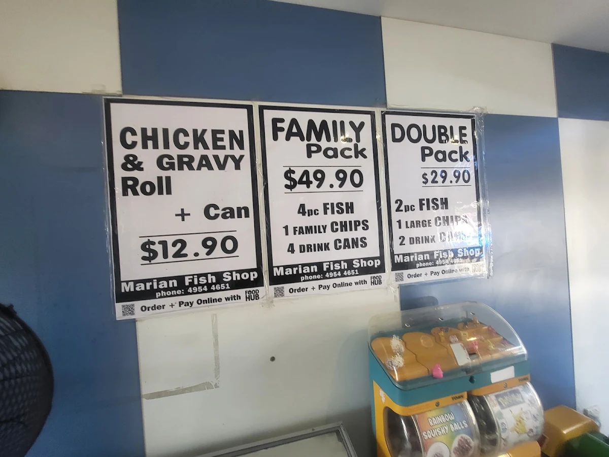 Menu, Marian Fish ‘n’ Chips