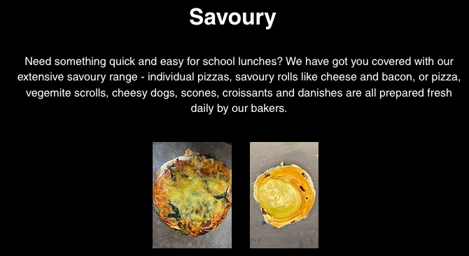 Menu, Biddick’s Bakery Warrandyte - WINNER 2023 Australian Trades Champion “New Business"
