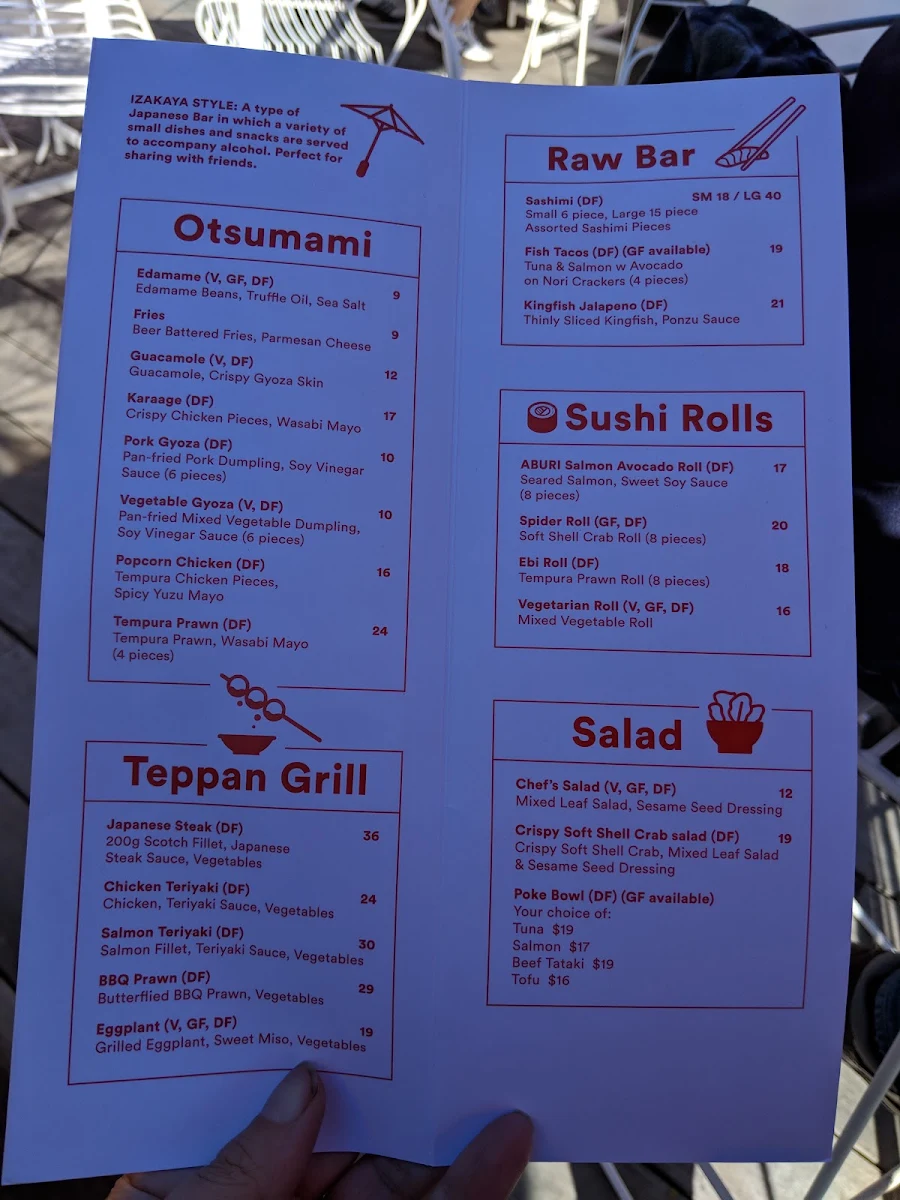 Menu, Hyde Park House
