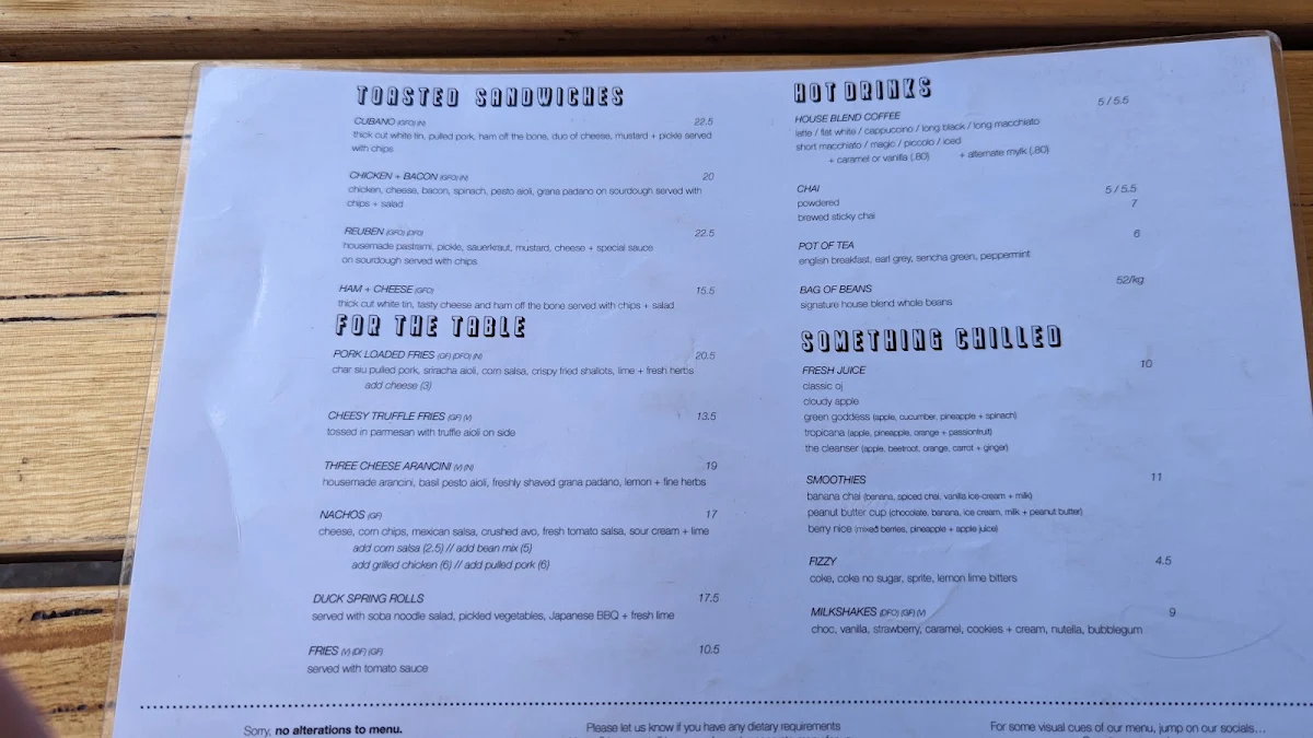 Menu, Paulie's Corner Cafe