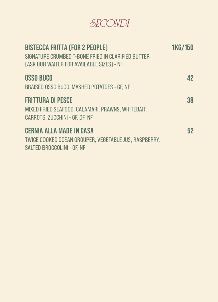 Menu, Made In Casa