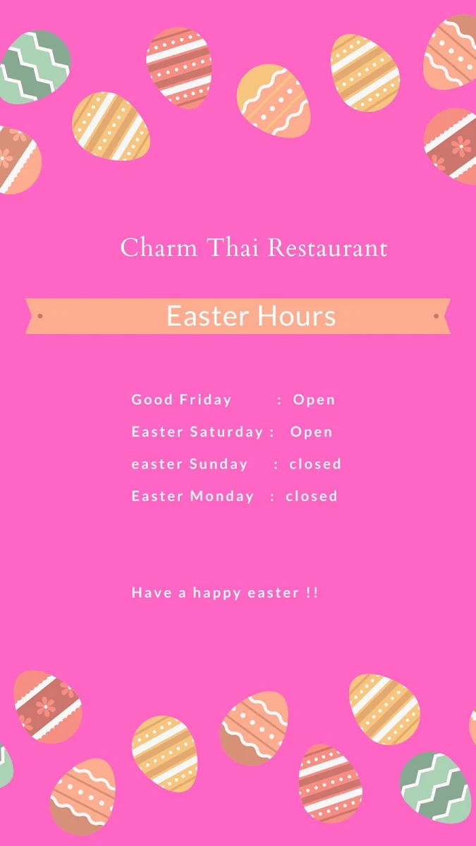 Menu, Charm Thai Restaurant