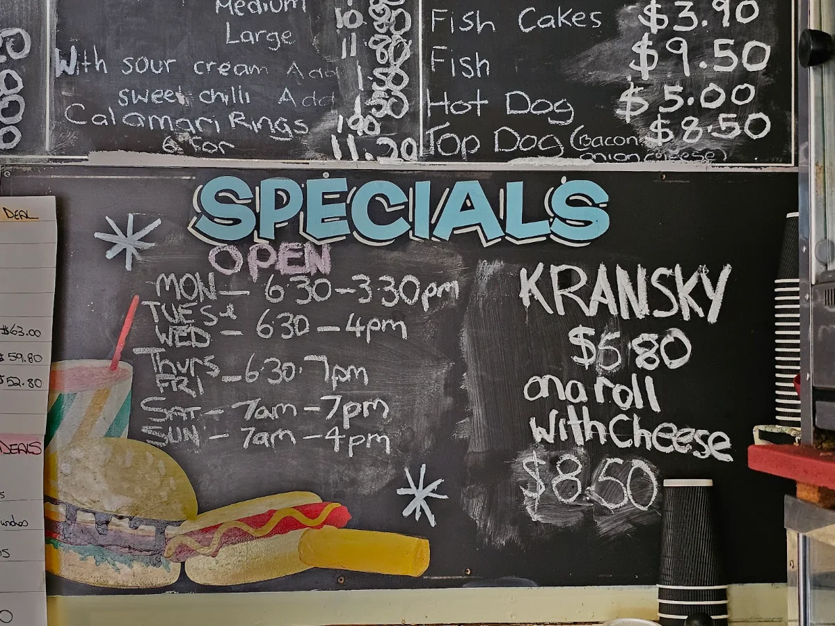 Menu, Cafe on Rawson
