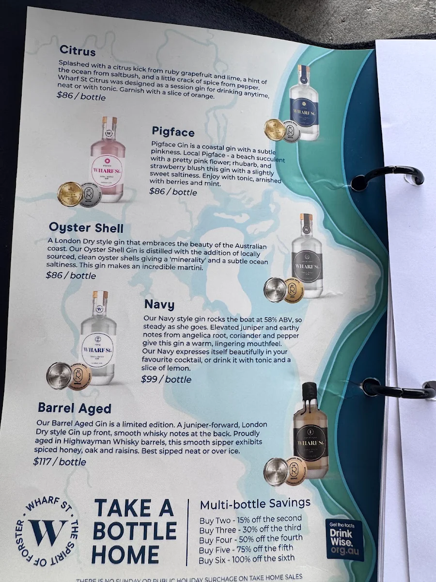 Menu, Wharf St. Distillery Restaurant