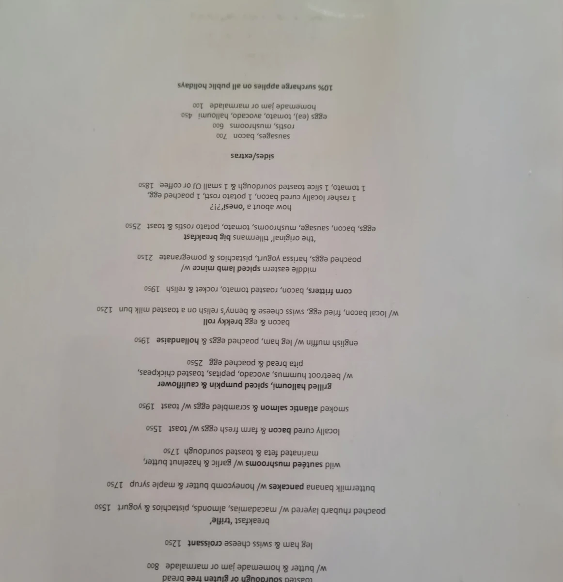 Menu, Tillermans