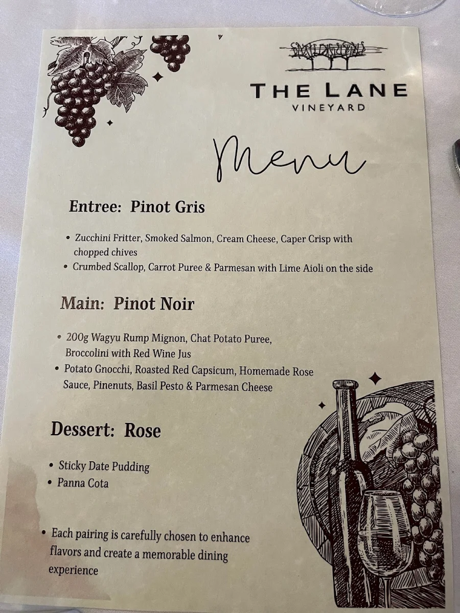 Menu, Royal Oak