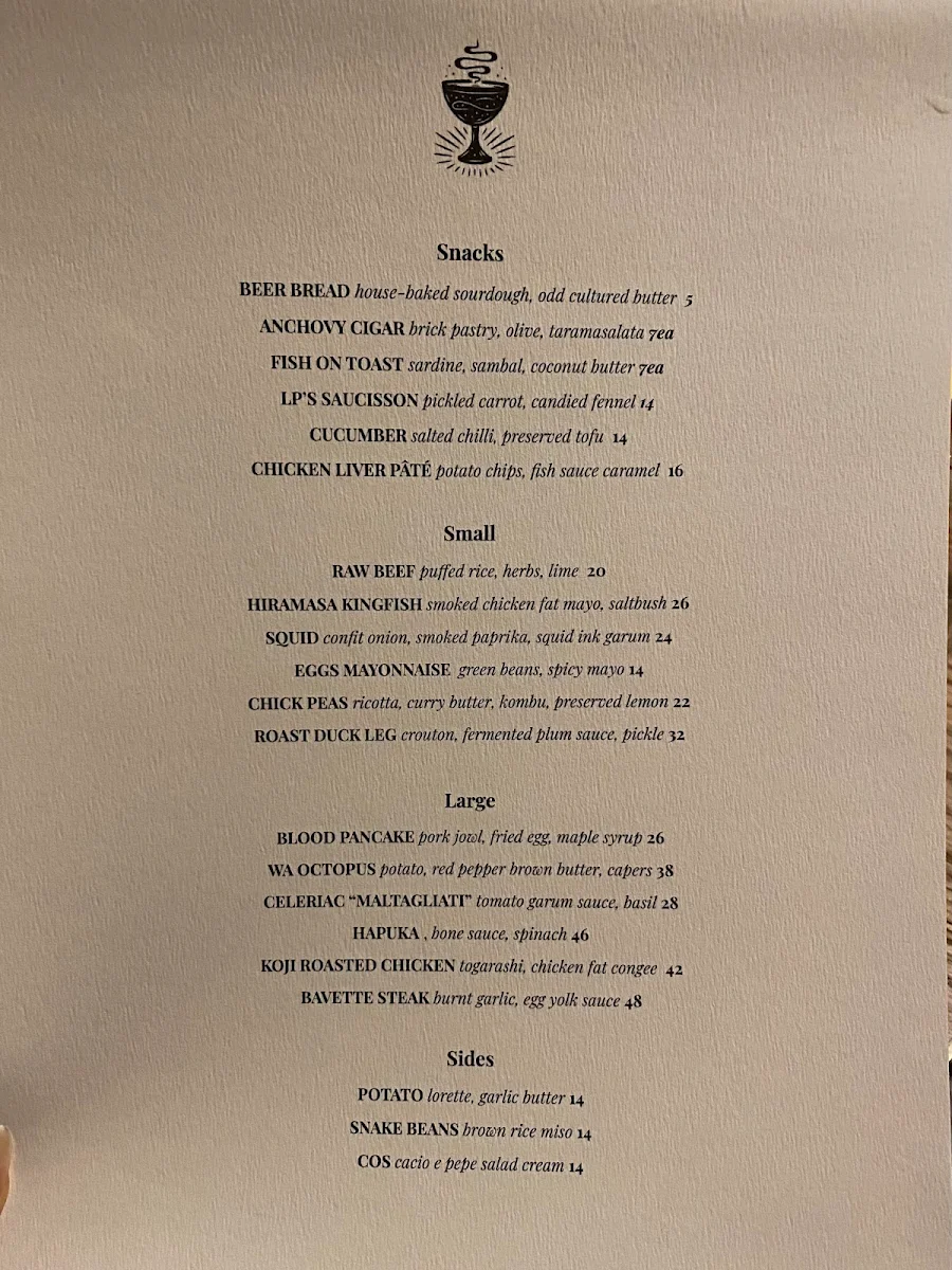 Menu, Odd Culture Newtown