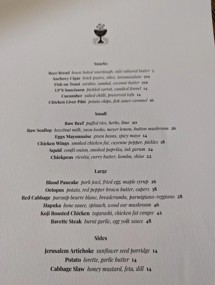 Menu, Odd Culture Newtown