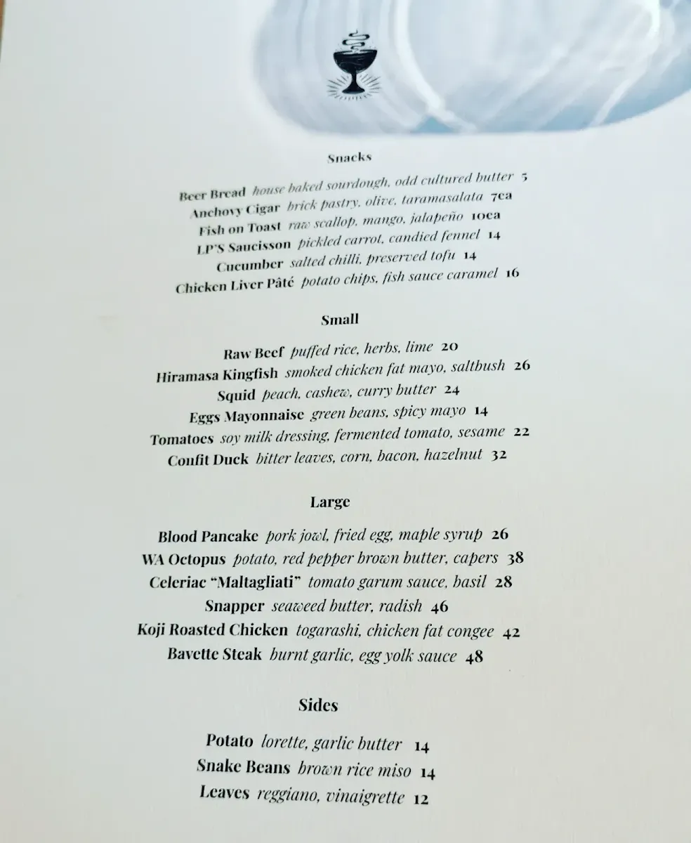 Menu, Odd Culture Newtown