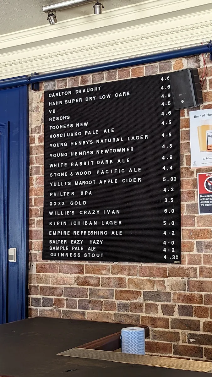 Menu, Empire Hotel
