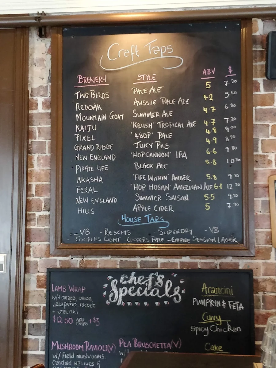 Menu, Empire Hotel