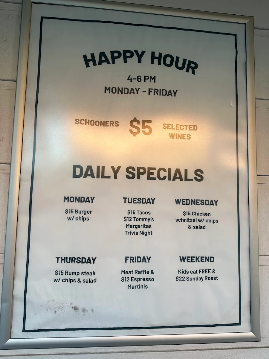 Menu, Empire Hotel