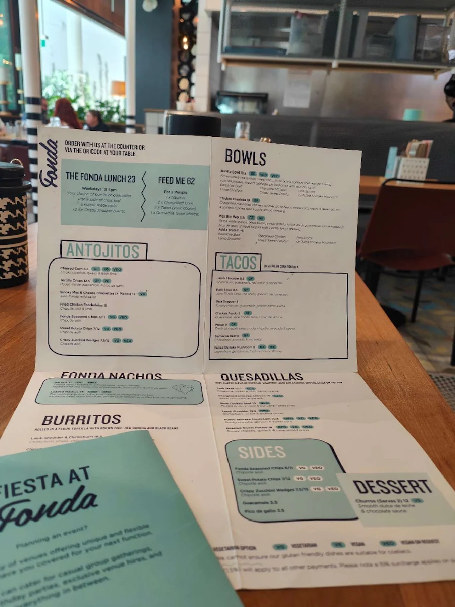 Menu, Fonda Mexican Chadstone