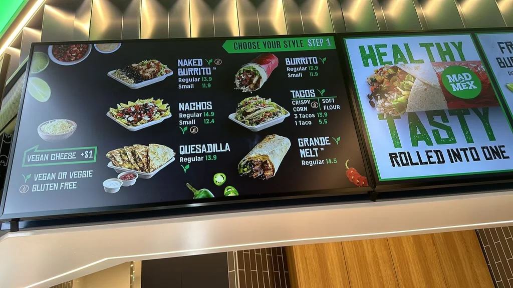 Menu, Mad Mex Marketown Newcastle