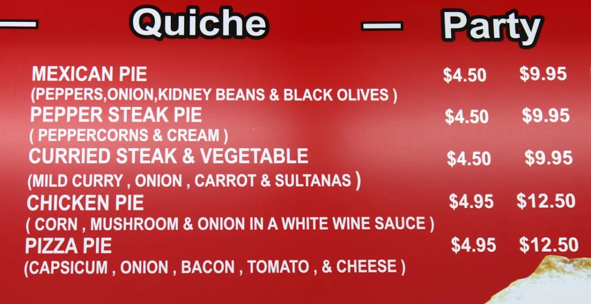 Menu, King's Pies