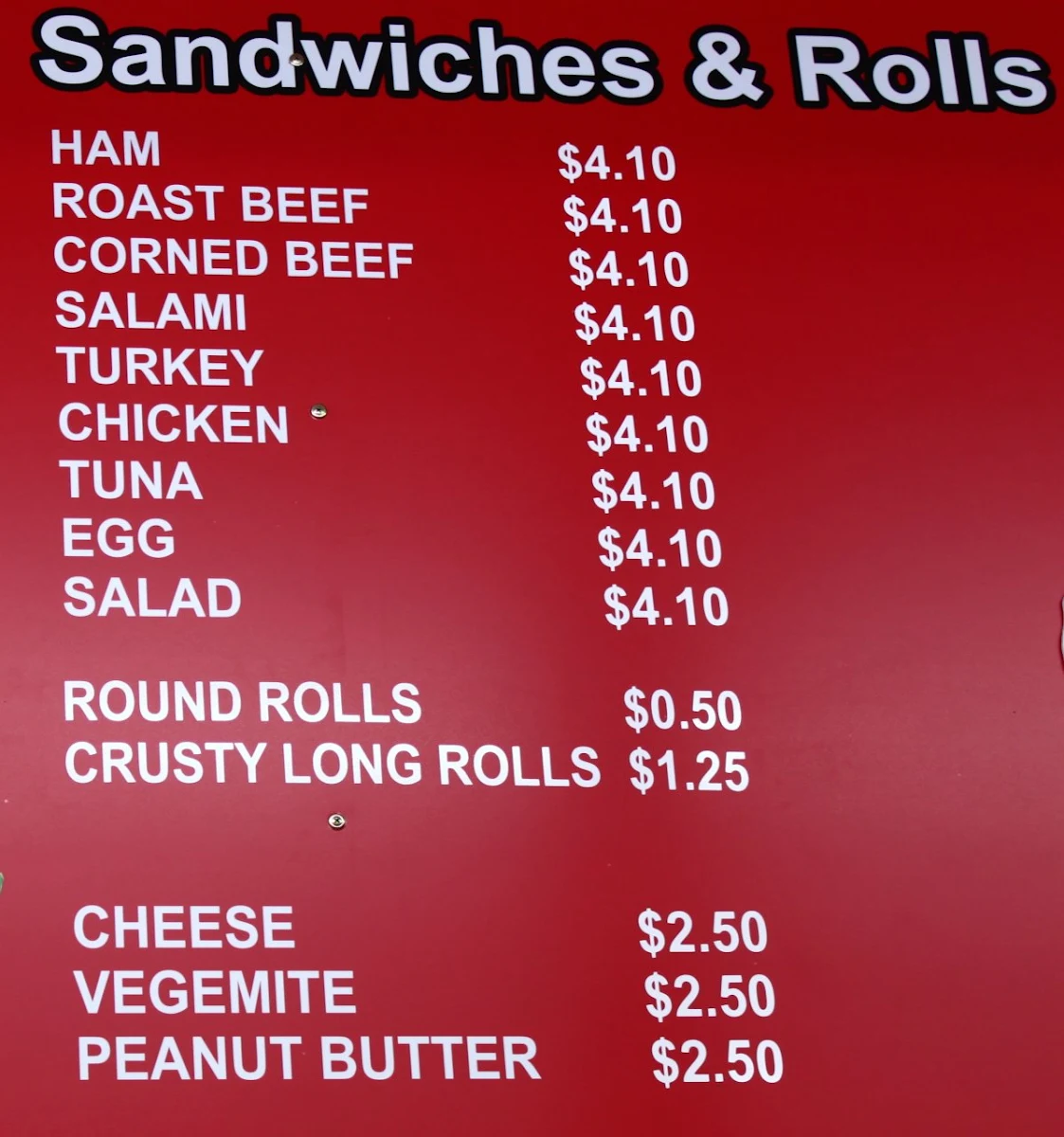 Menu, King's Pies