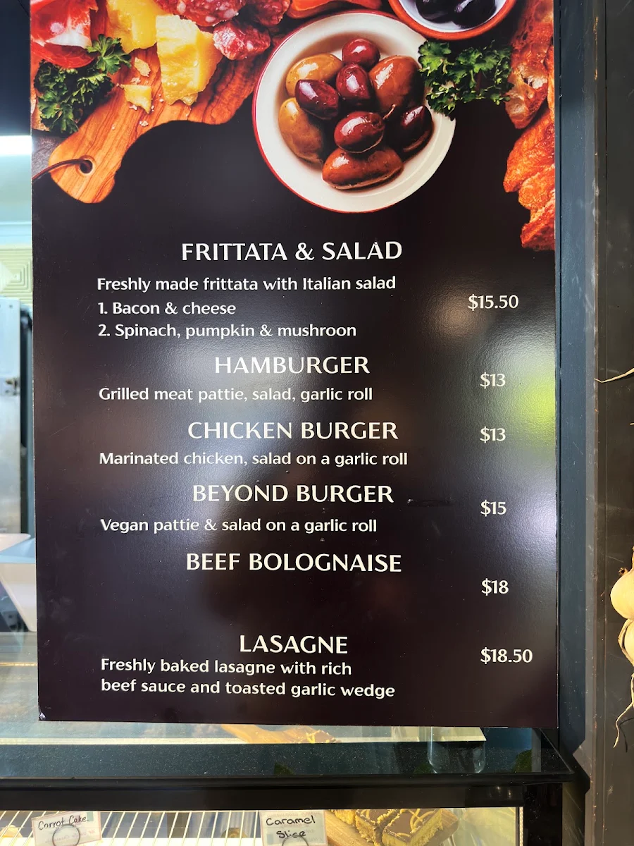 Menu, New Italy Cafe