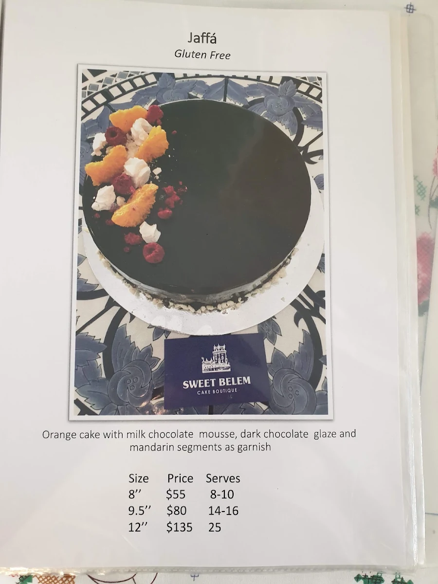 Menu, Sweet Belem