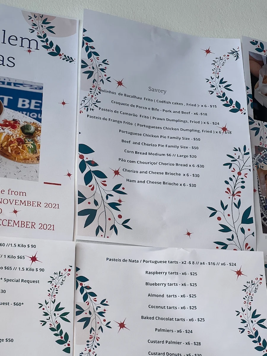 Menu, Sweet Belem