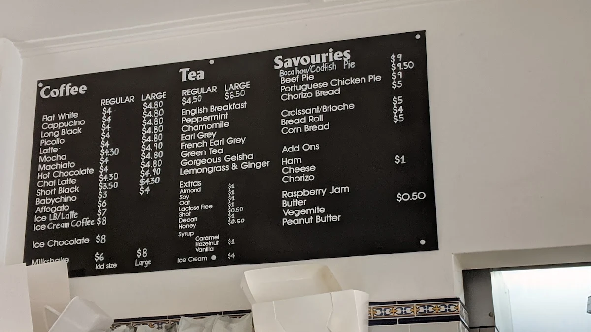 Menu, Sweet Belem