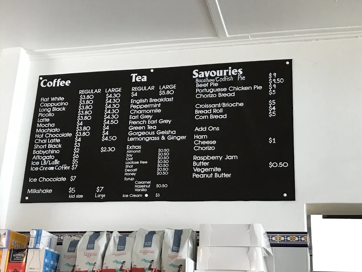 Menu, Sweet Belem