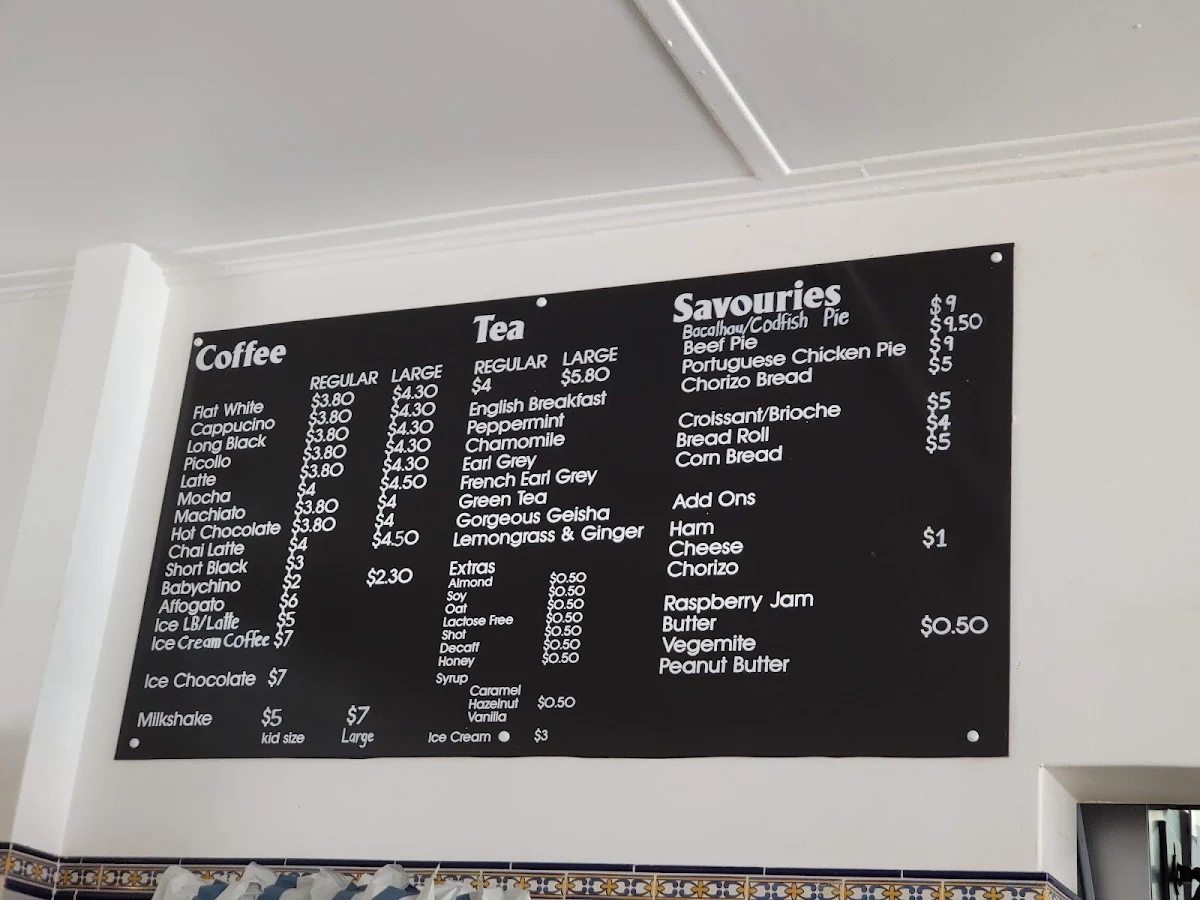 Menu, Sweet Belem