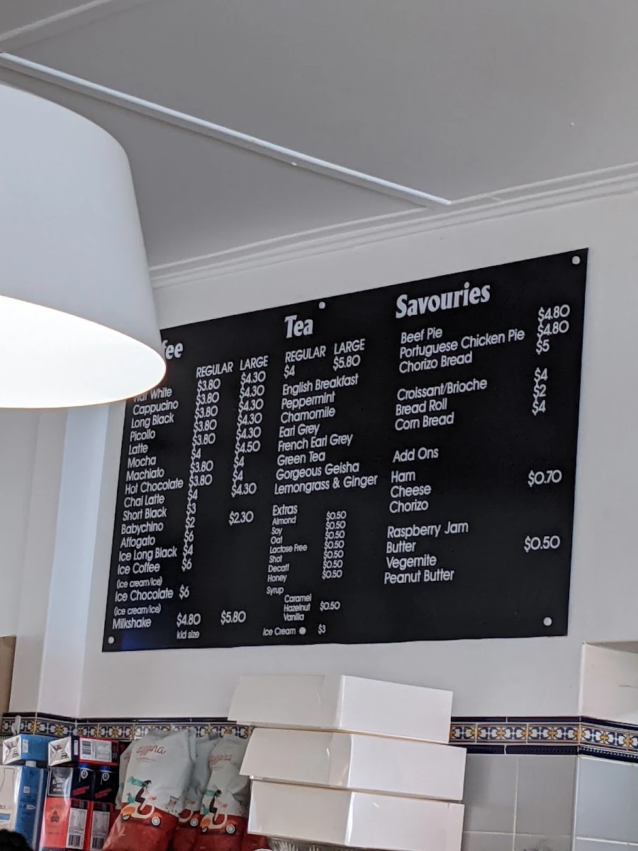 Menu, Sweet Belem