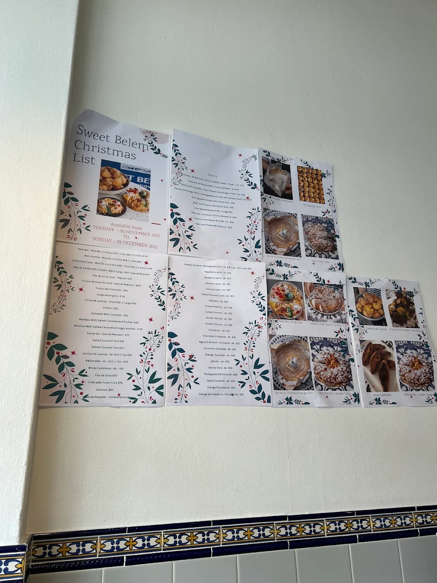 Menu, Sweet Belem