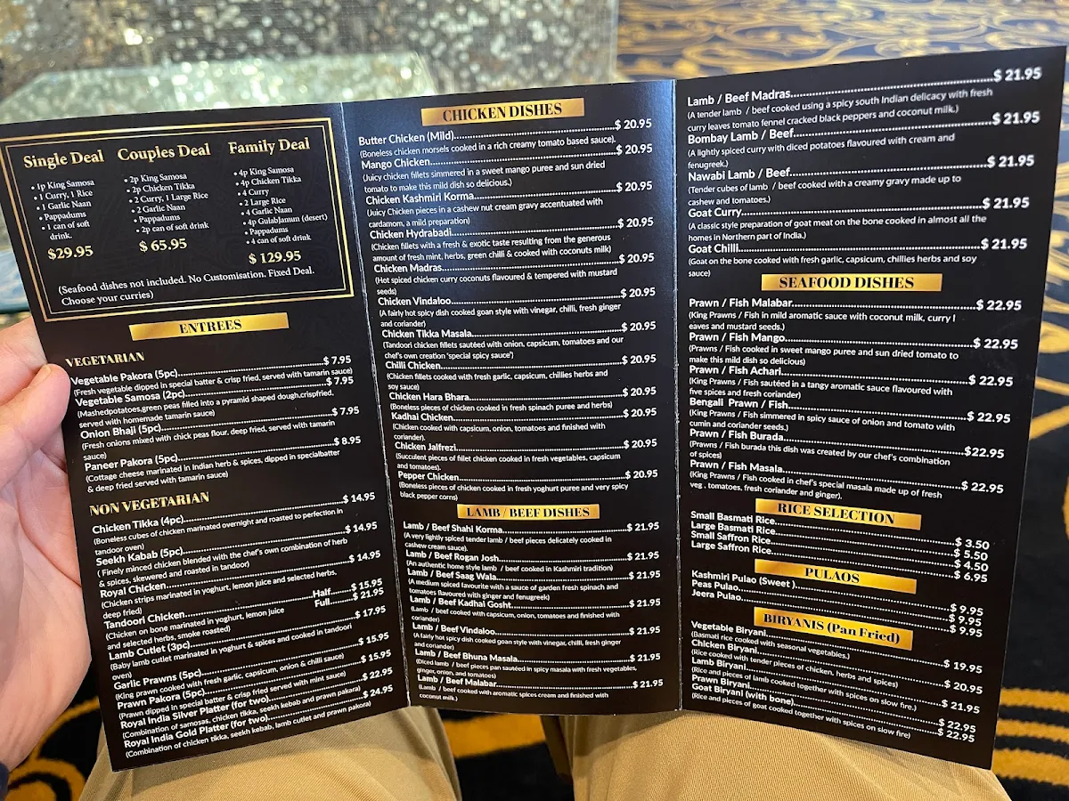 Menu, Royal India Restobar