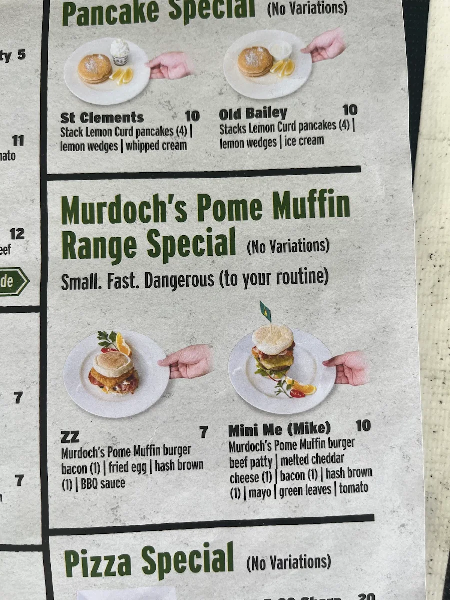 Menu, Cafe 63 Springfield