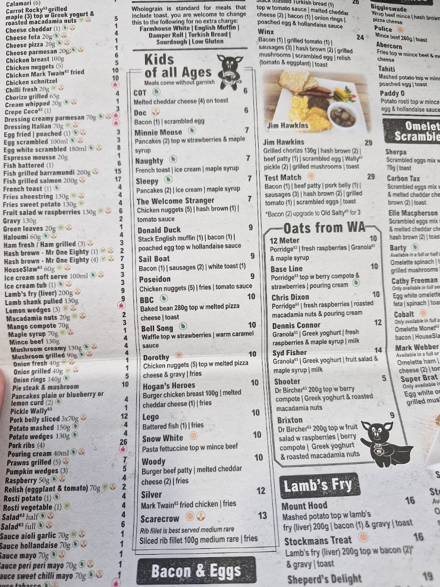 Menu, Cafe 63 Springfield