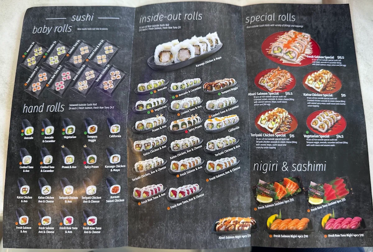 Menu, Woojoo Like Sushi Mooloolaba