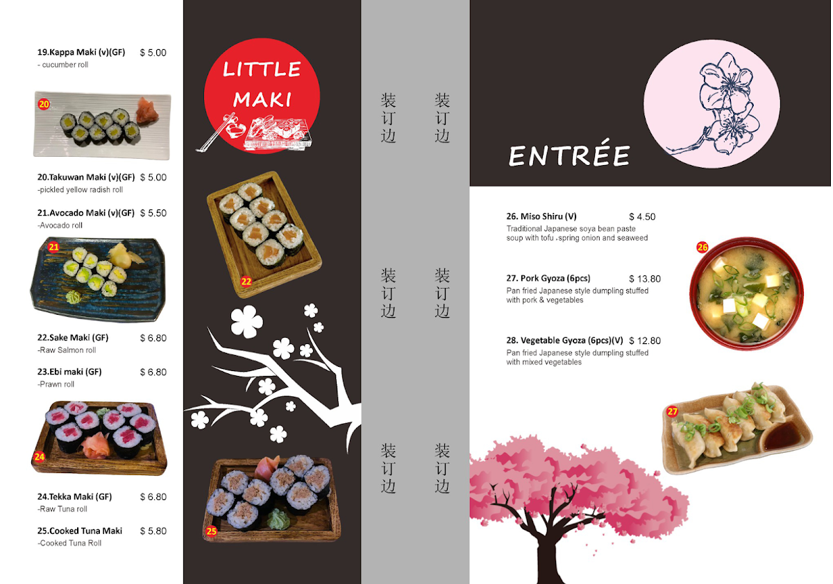 Menu, Toyama Japanese Cuisine