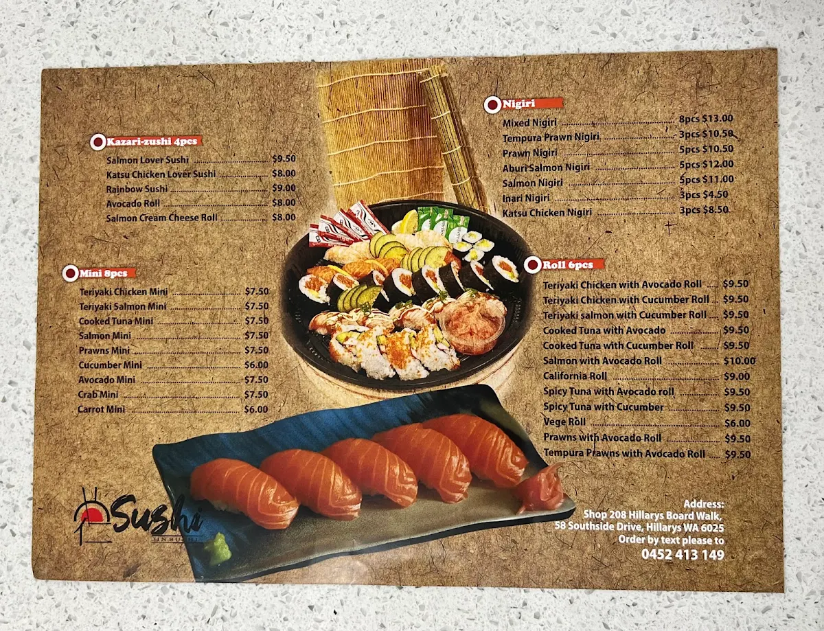 Menu, Jin Sushi Plus