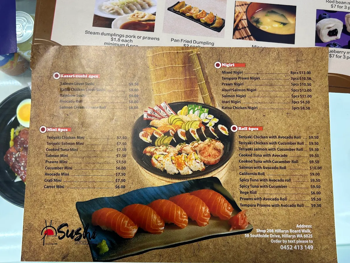 Menu, Jin Sushi Plus