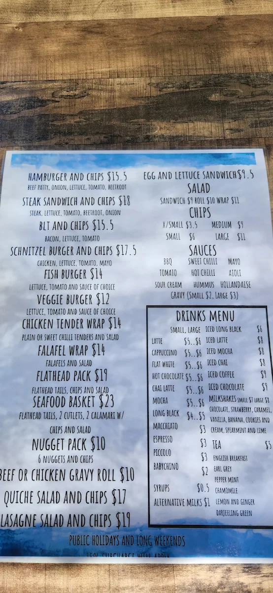 Menu, Providence Blue Cafe