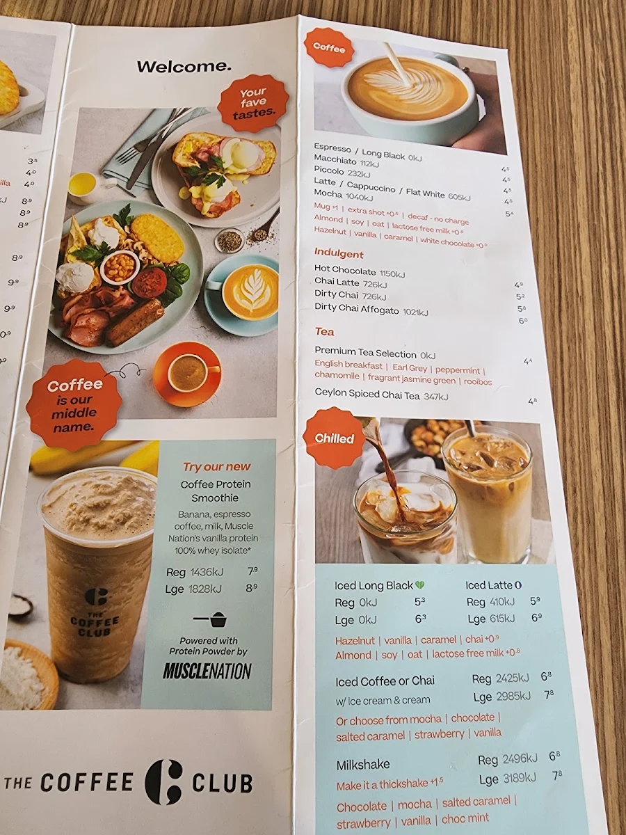 Menu, The Coffee Club Café