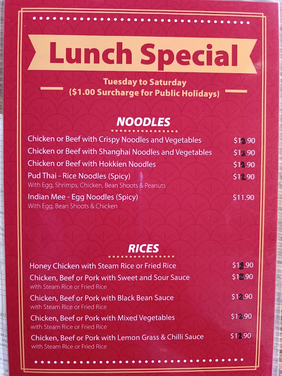 Menu, Oriental Garden Restaurant