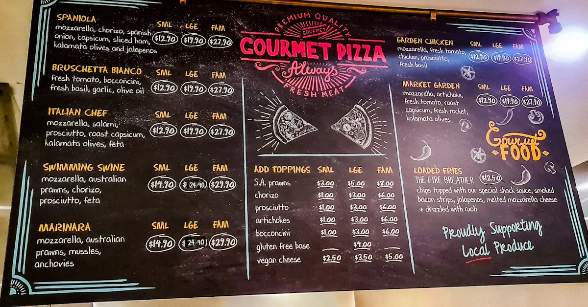 Menu, The Shack Cafe & Pizzeria