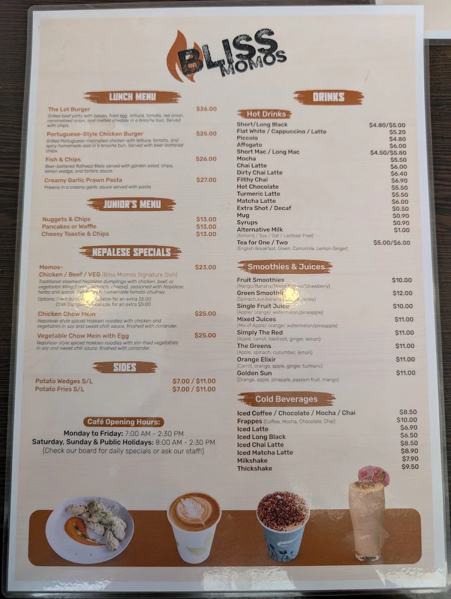 Menu, Bliss Momos