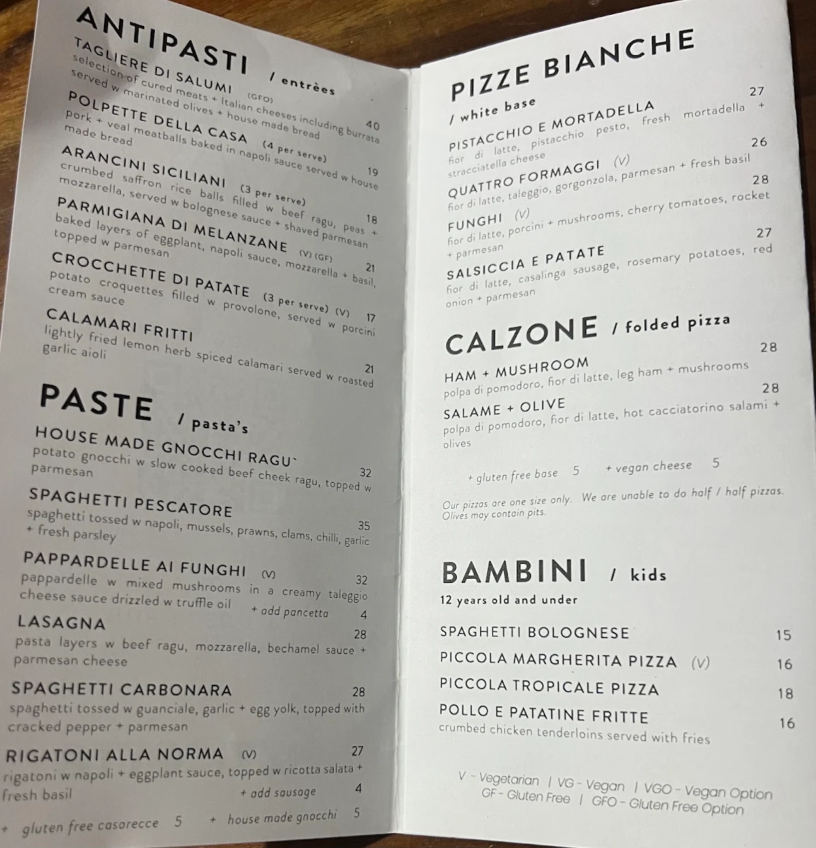 Menu, Pizzicotto Pizzeria e Cucina - Italian Restaurant Strathmore and Essendon