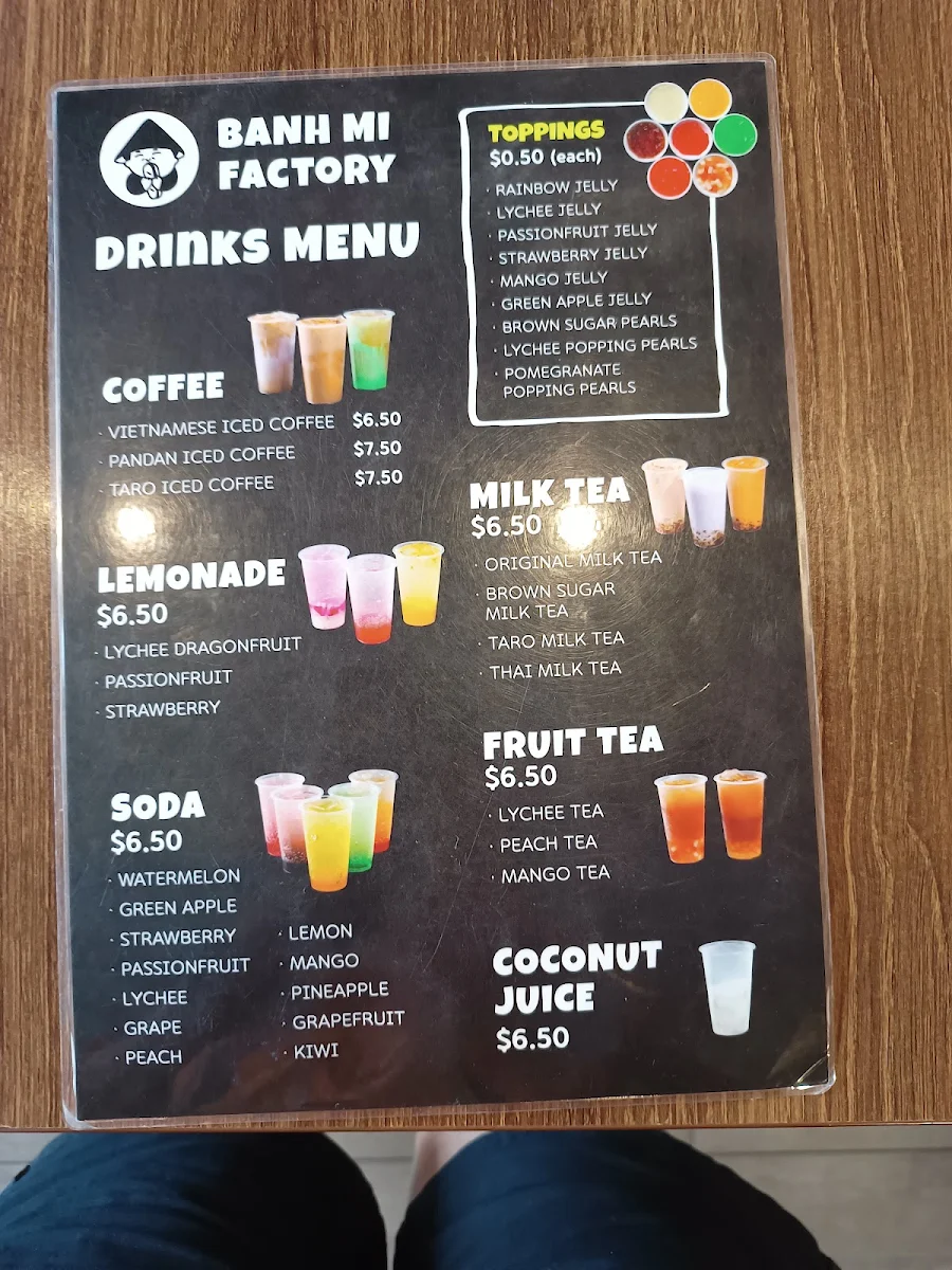 Menu, Banh Mi Factory
