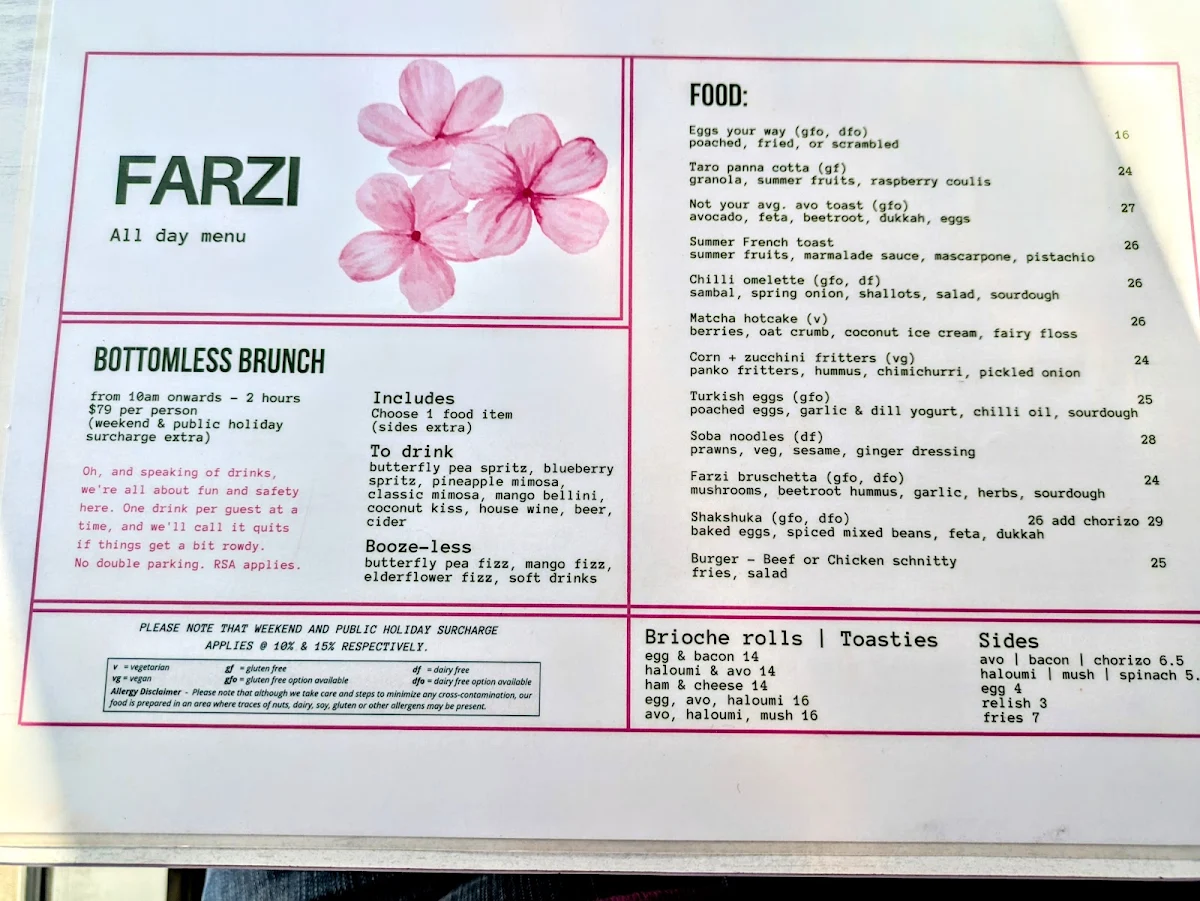 Menu, Farzi Hobart