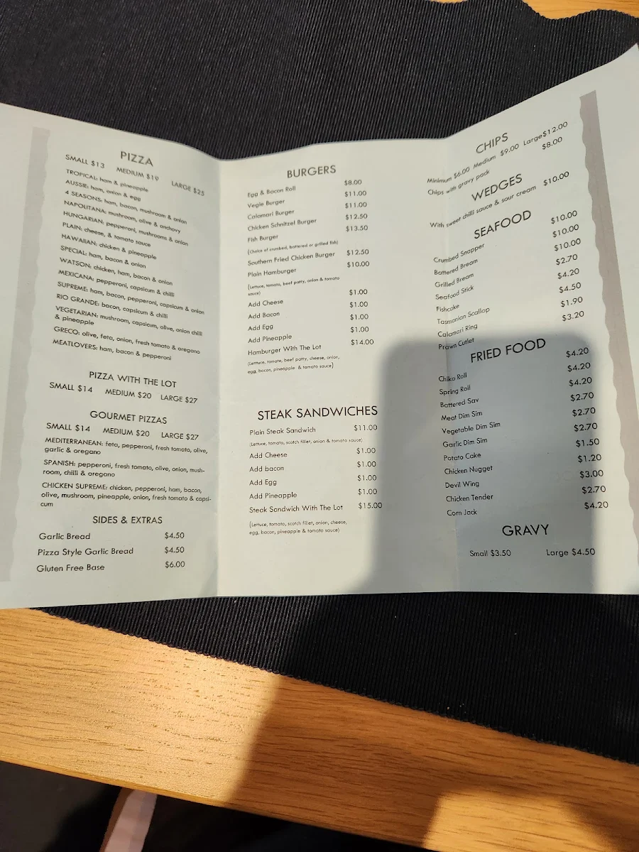 Menu, Watson Takeaway