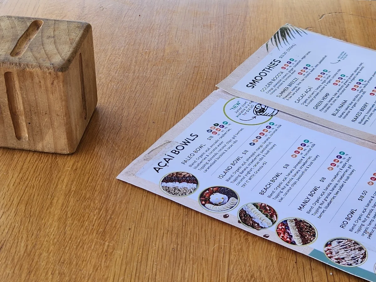 Menu, Bare Naked Bowls Bondi Beach