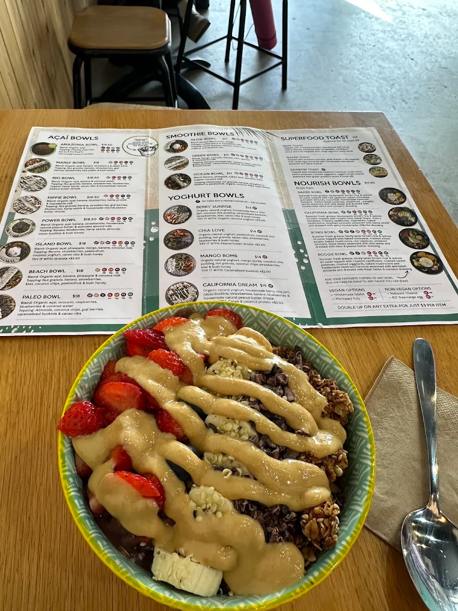 Menu, Bare Naked Bowls Bondi Beach