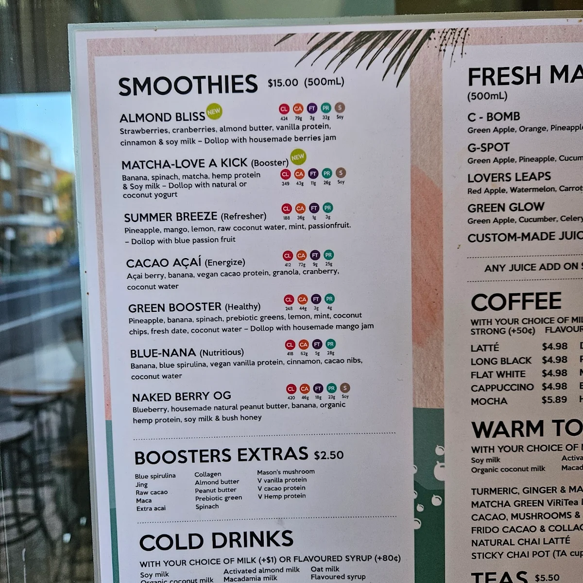 Menu, Bare Naked Bowls Bondi Beach